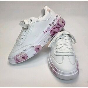 Womens Size 6.5 Skechers Cordova Classic Lace Up Sneakers Painted Floral White